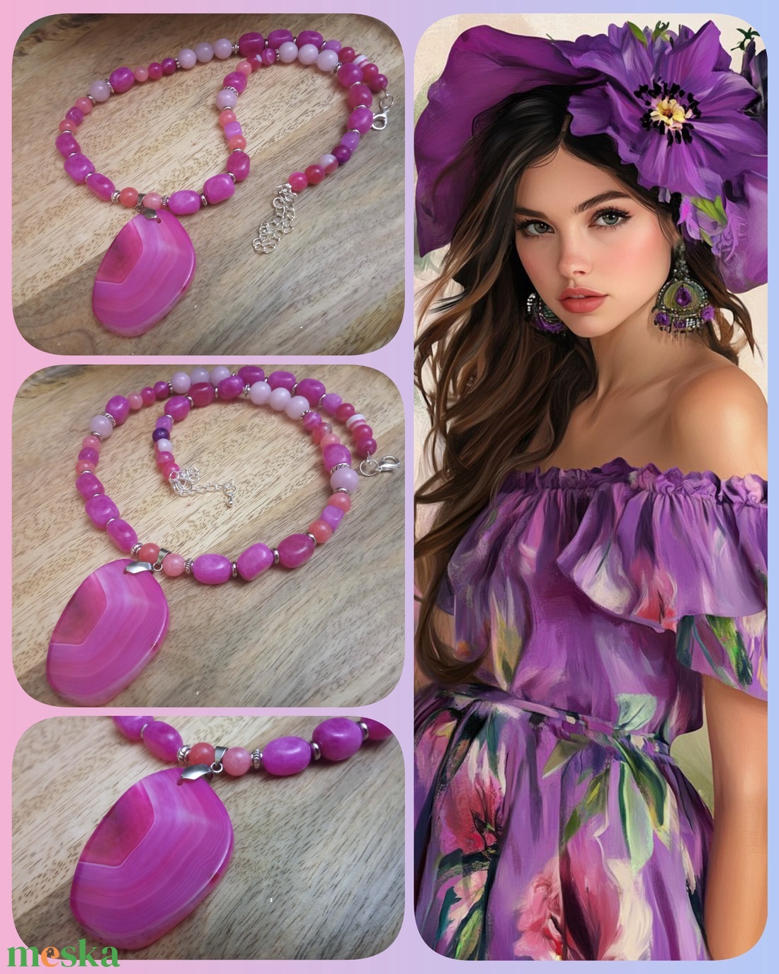 FÉLDRÁGAKŐ/ÁSVÁNY/ - gyöngysor, nyakék - ékszer - ékszerszett - Meska.hu