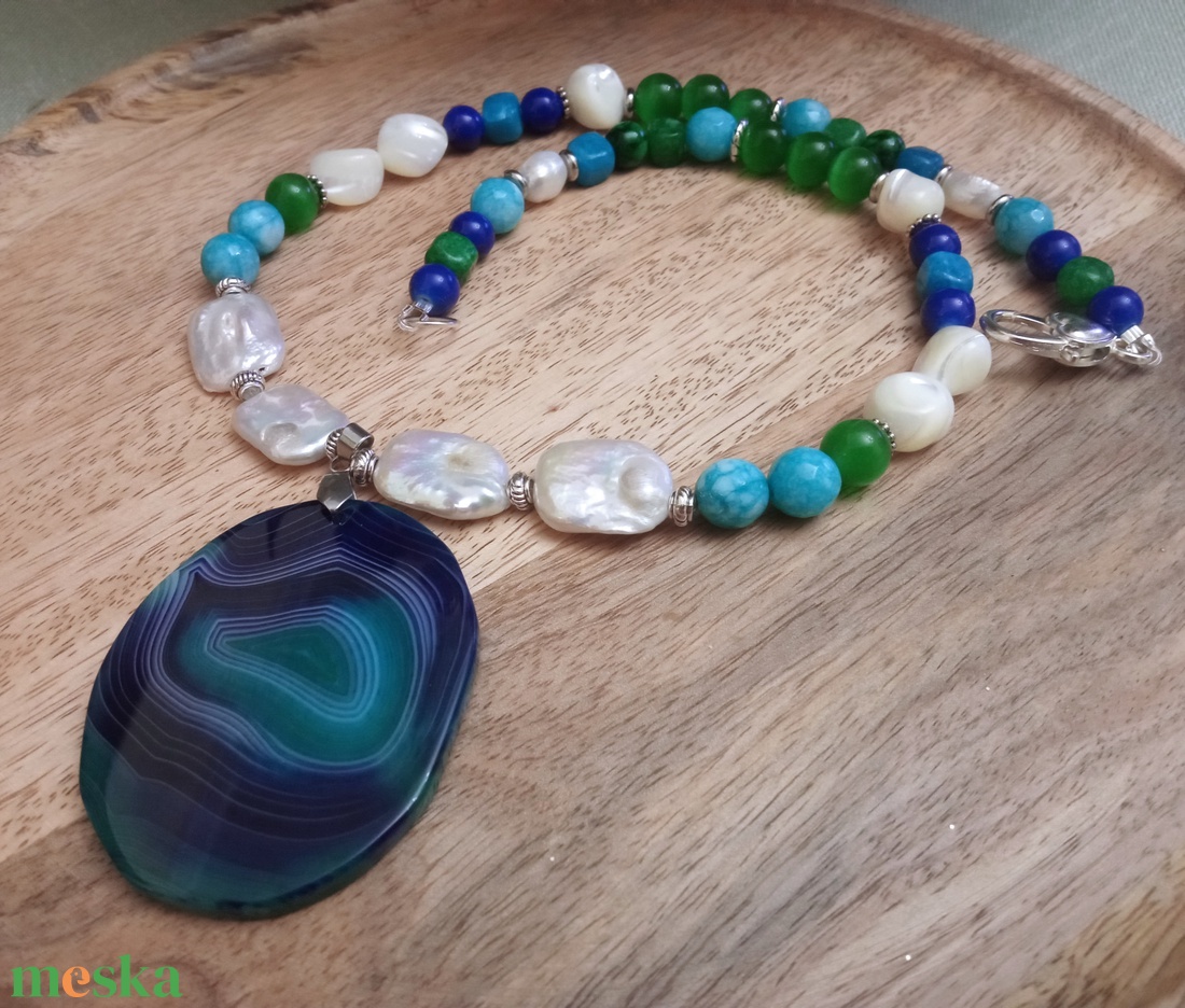 FÉLDRÁGAKŐ/ÁSVÁNY/ - gyöngysor, nyakék - ékszer - ékszerszett - Meska.hu