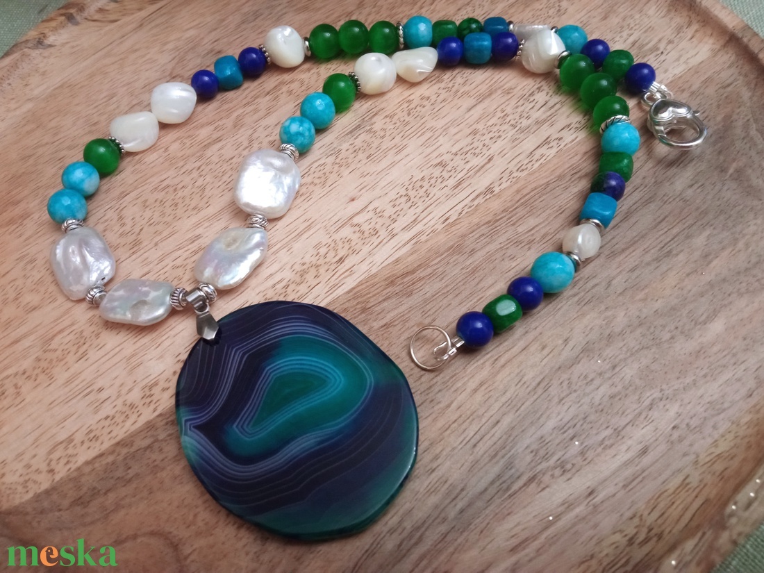 FÉLDRÁGAKŐ/ÁSVÁNY/ - gyöngysor, nyakék - ékszer - ékszerszett - Meska.hu