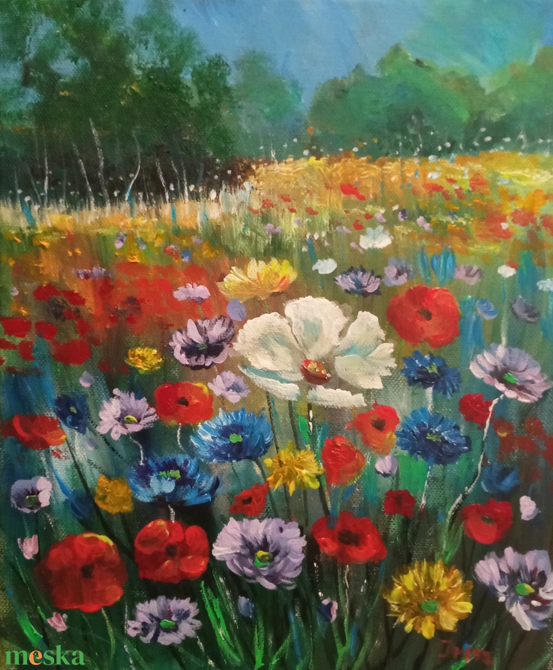 VADVIRÁGOK TENGERÉN- modern festmény - művészet - festmény - olajfestmény - Meska.hu