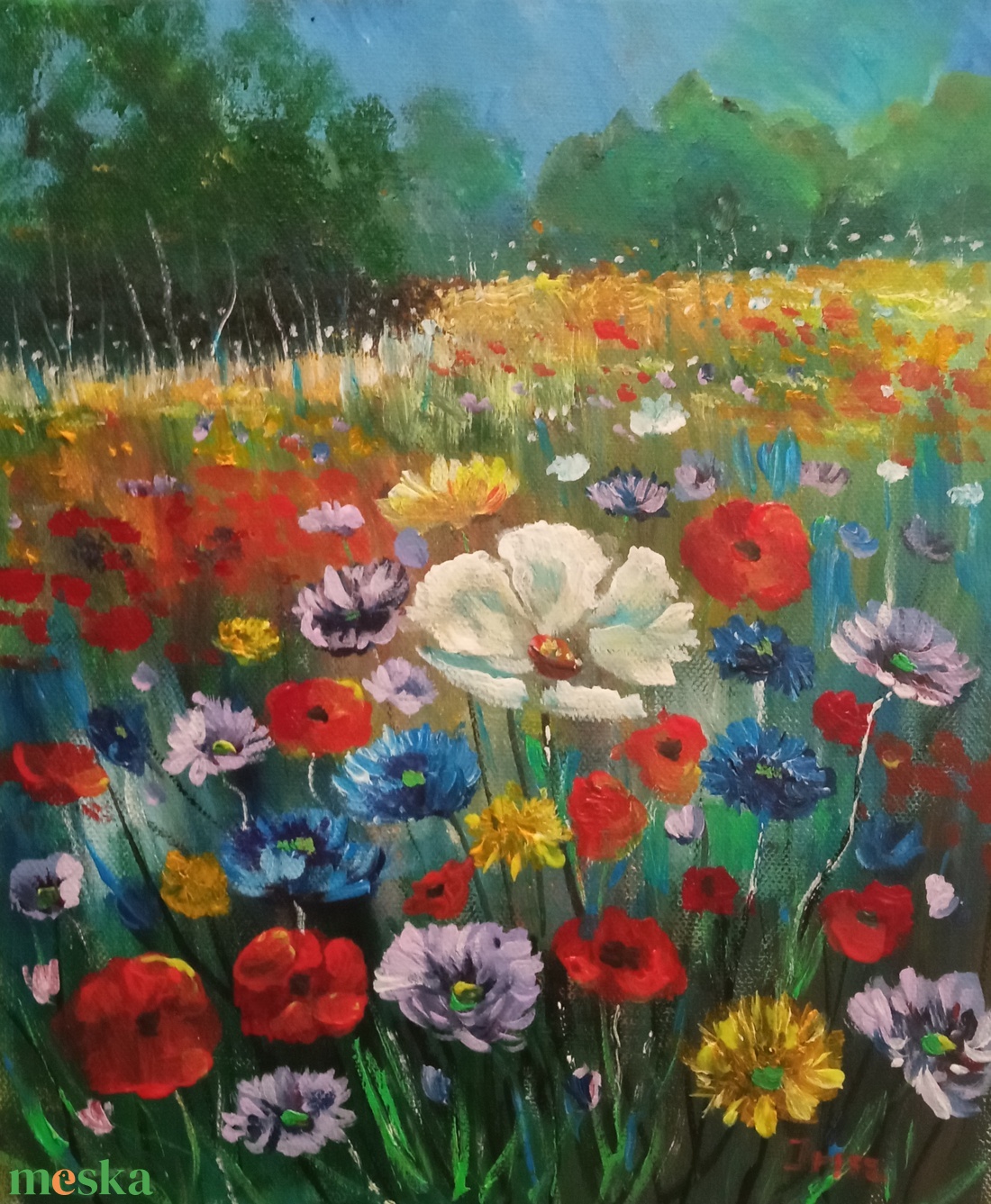 VADVIRÁGOK TENGERÉN- modern festmény - művészet - festmény - olajfestmény - Meska.hu