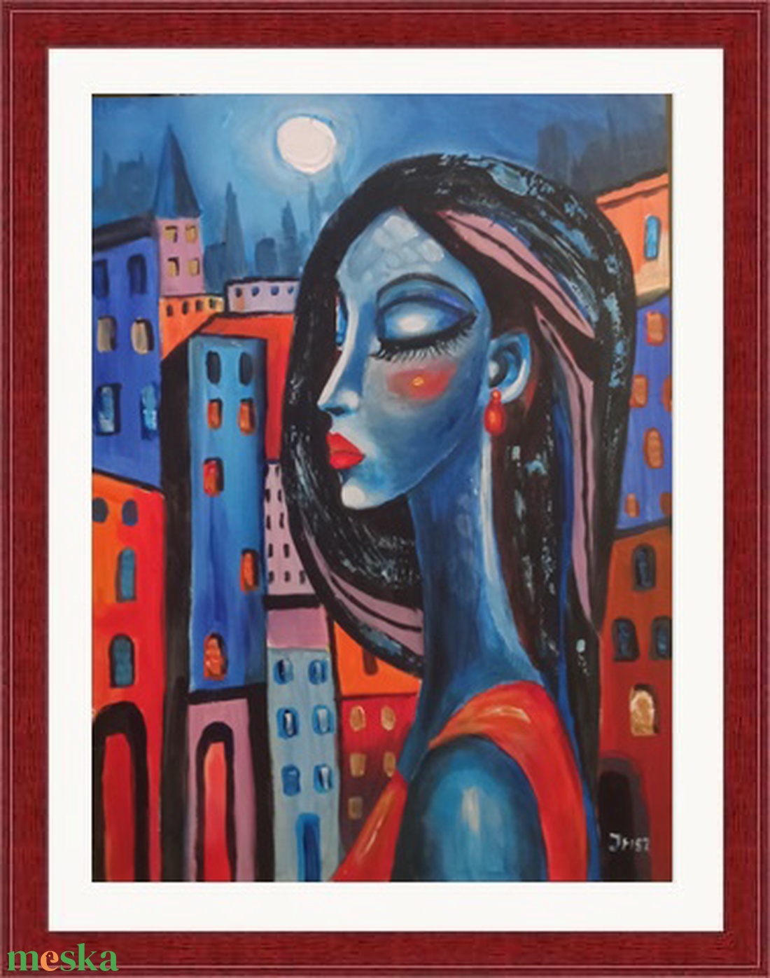 TELIHOLD- ABSZTRAKT festmény - művészet - festmény - olajfestmény - Meska.hu