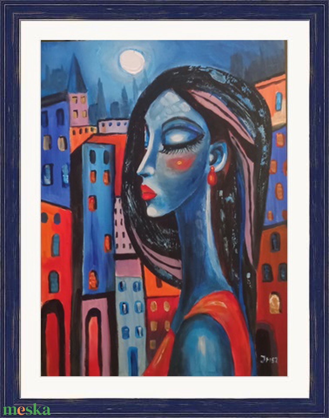 TELIHOLD- ABSZTRAKT festmény - művészet - festmény - olajfestmény - Meska.hu