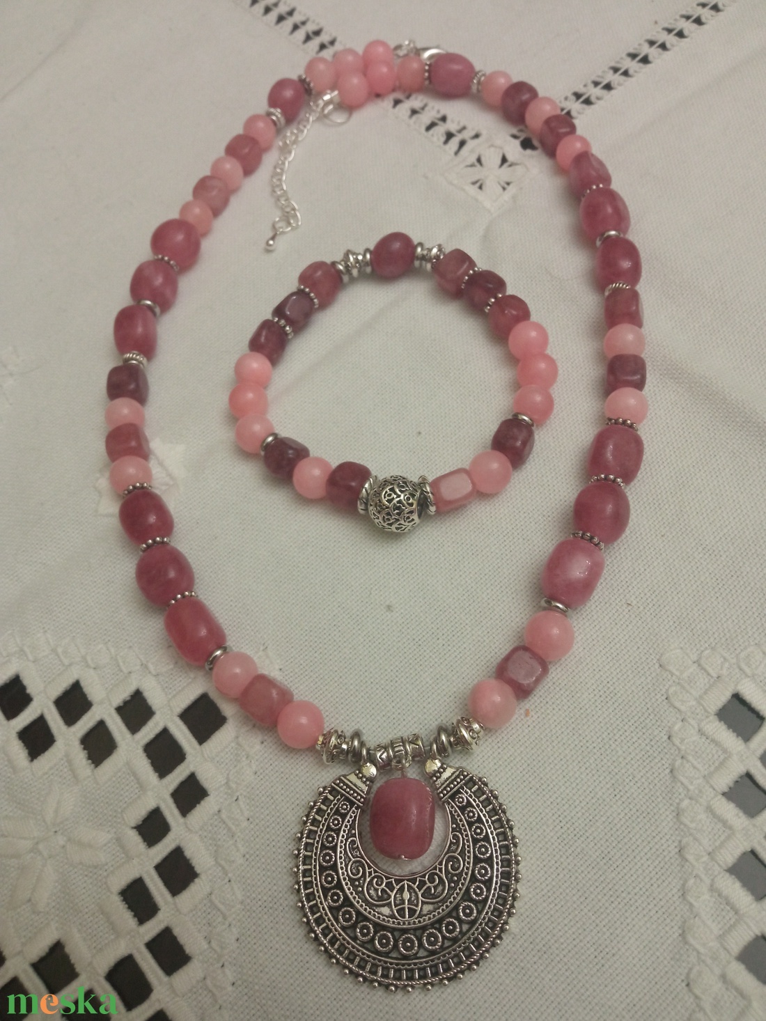 FÉLDRÁGAKŐ/ÁSVÁNY/ -SZETT - ékszer - nyaklánc - medálos nyaklánc - Meska.hu