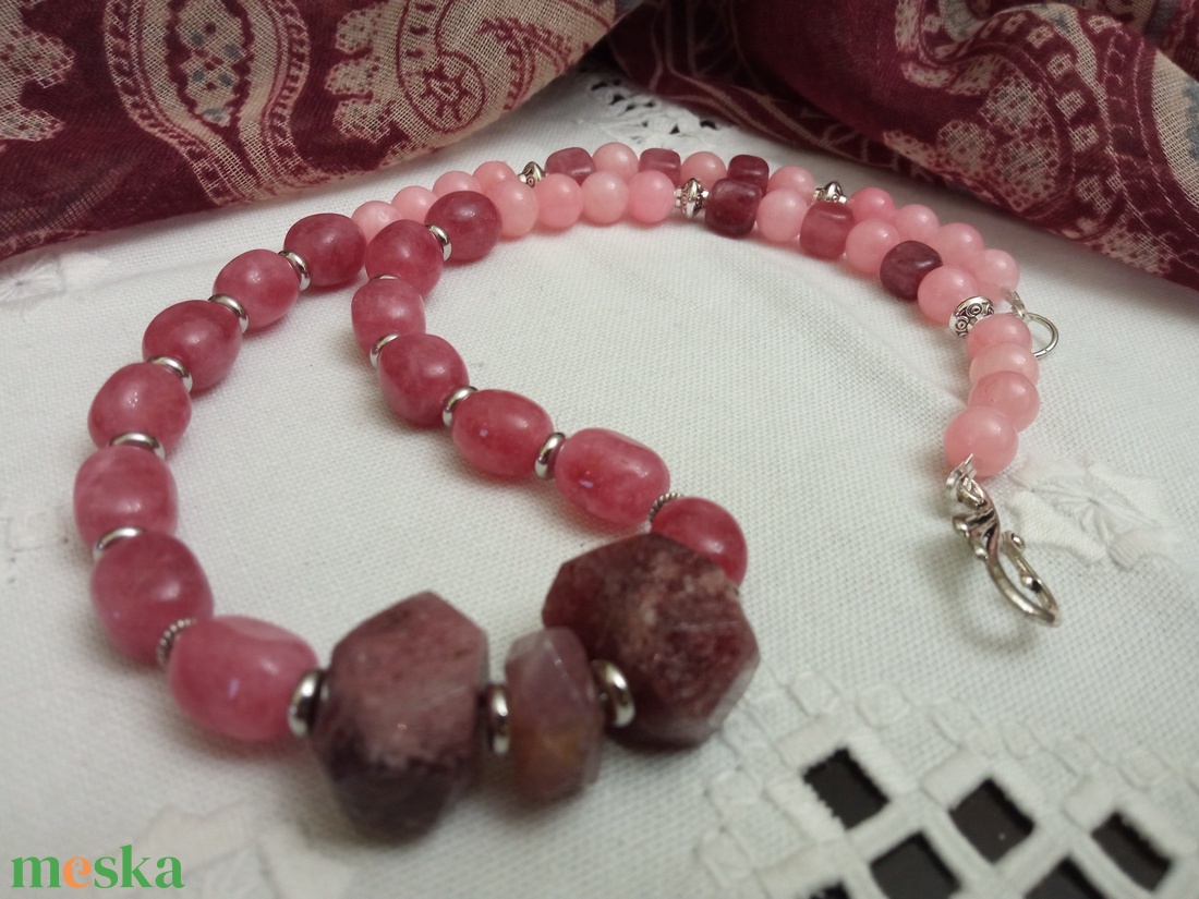 FÉLDRÁGAKŐ/ÁSVÁNY/ -gyöngysor, nyakék - ékszer - nyaklánc - medálos nyaklánc - Meska.hu