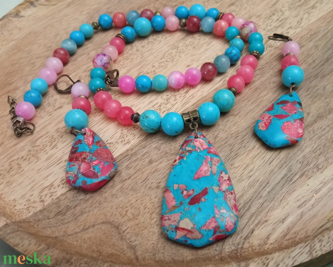 FÉLDRÁGAKŐ/ÁSVÁNY/-SZETT - ékszer - nyaklánc - gyöngyös nyaklánc - Meska.hu