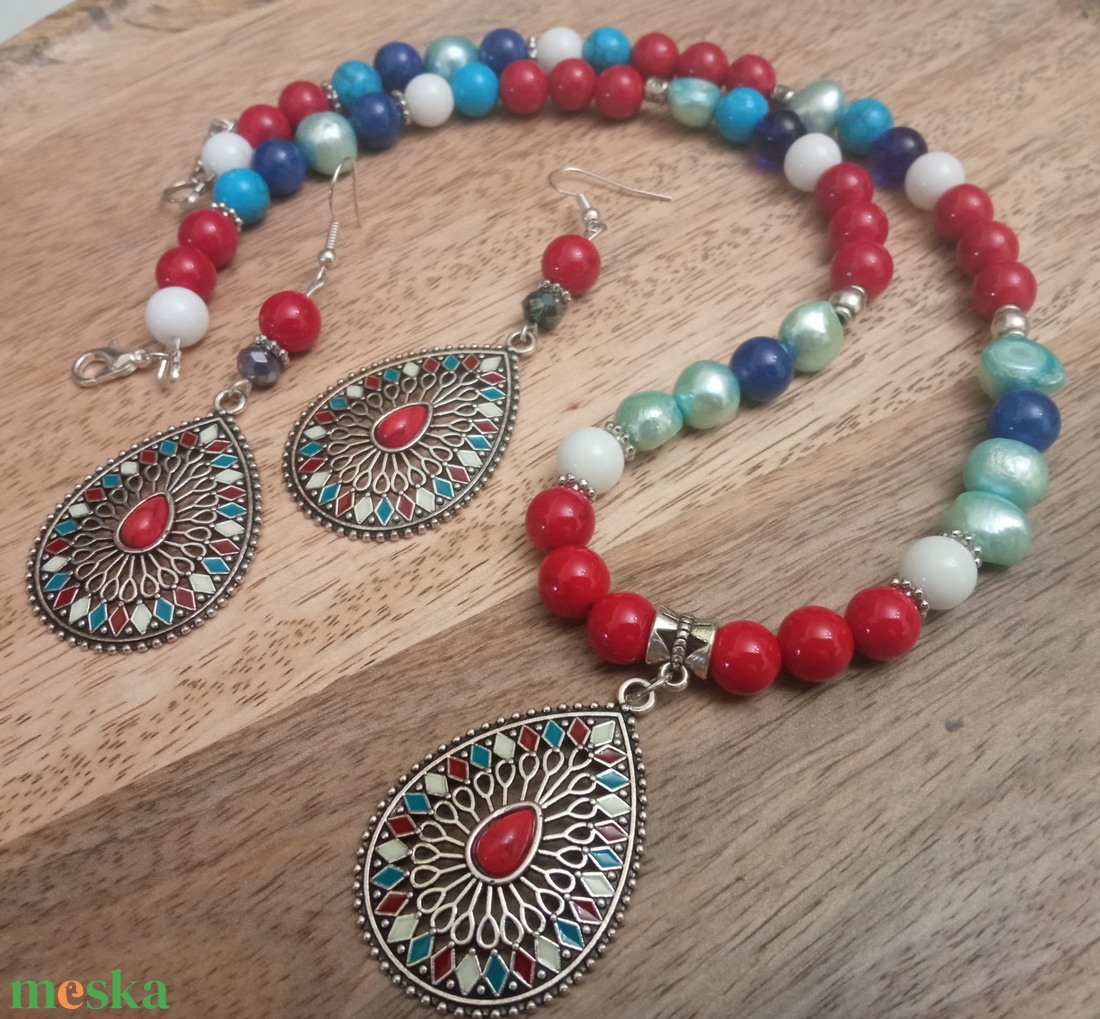 FÉLDRÁGAKŐ/ÁSVÁNY/-SZETT - ékszer - nyaklánc - gyöngyös nyaklánc - Meska.hu