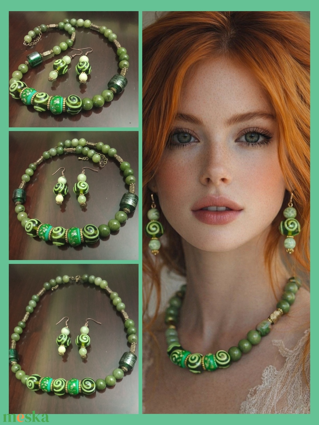 FÉLDRÁGAKŐ/ÁSVÁNY/ - SZETT - ékszer - nyaklánc - gyöngyös nyaklánc - Meska.hu