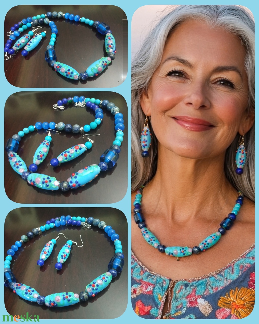 FÉLDRÁGAKŐ/ÁSVÁNY/ - SZETT - ékszer - nyaklánc - gyöngyös nyaklánc - Meska.hu