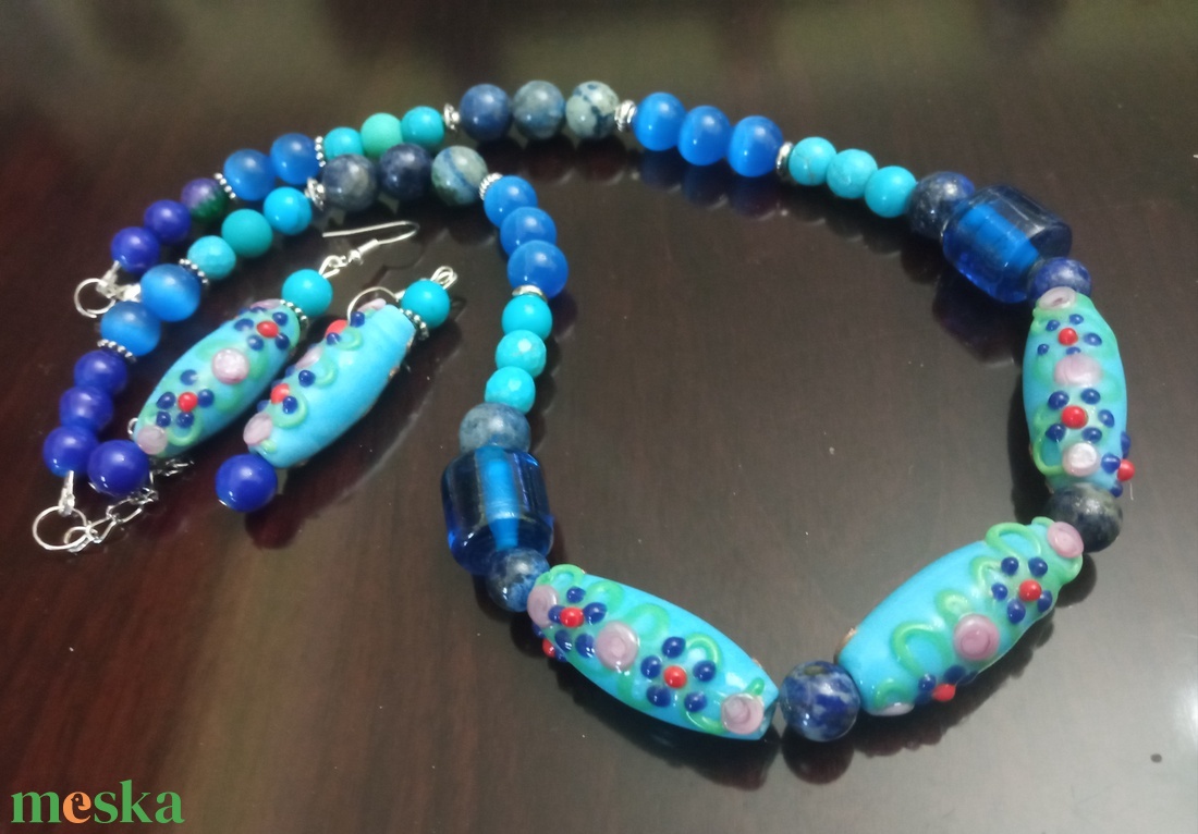 FÉLDRÁGAKŐ/ÁSVÁNY/ - SZETT - ékszer - nyaklánc - gyöngyös nyaklánc - Meska.hu