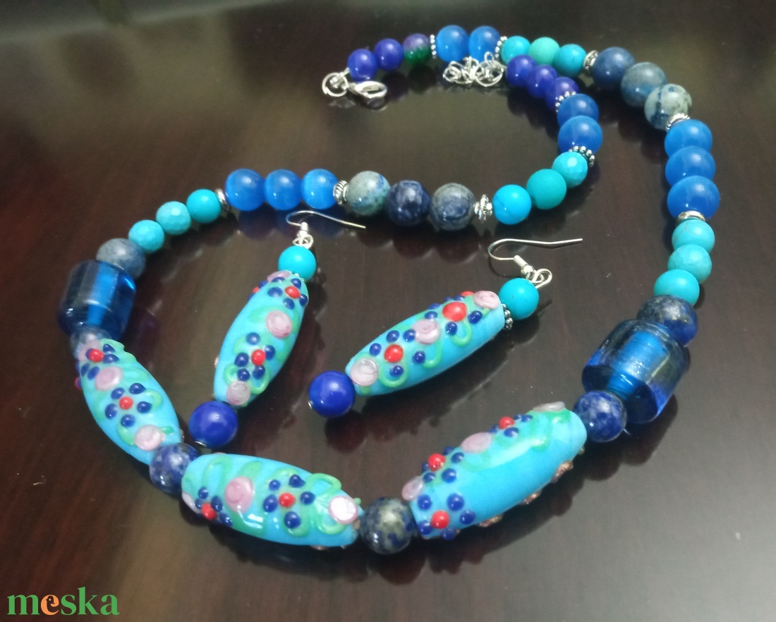 FÉLDRÁGAKŐ/ÁSVÁNY/ - SZETT - ékszer - nyaklánc - gyöngyös nyaklánc - Meska.hu