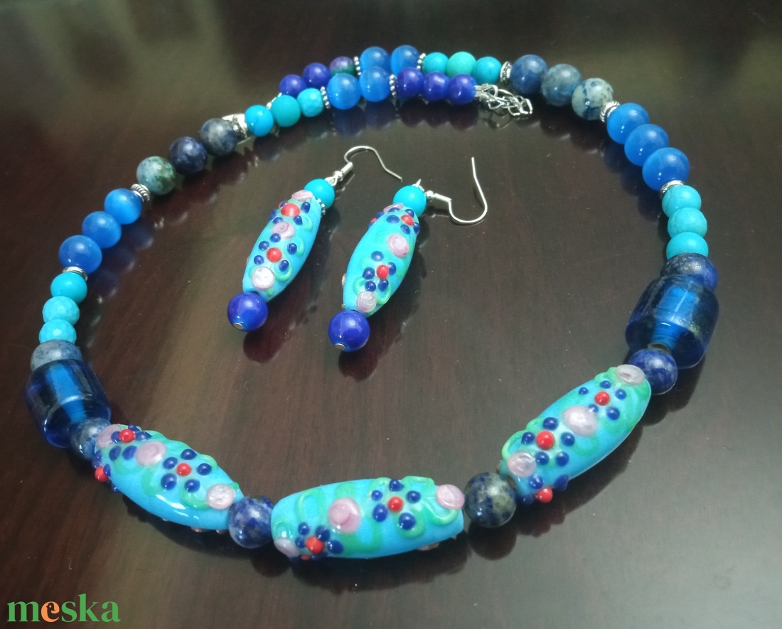 FÉLDRÁGAKŐ/ÁSVÁNY/ - SZETT - ékszer - nyaklánc - gyöngyös nyaklánc - Meska.hu