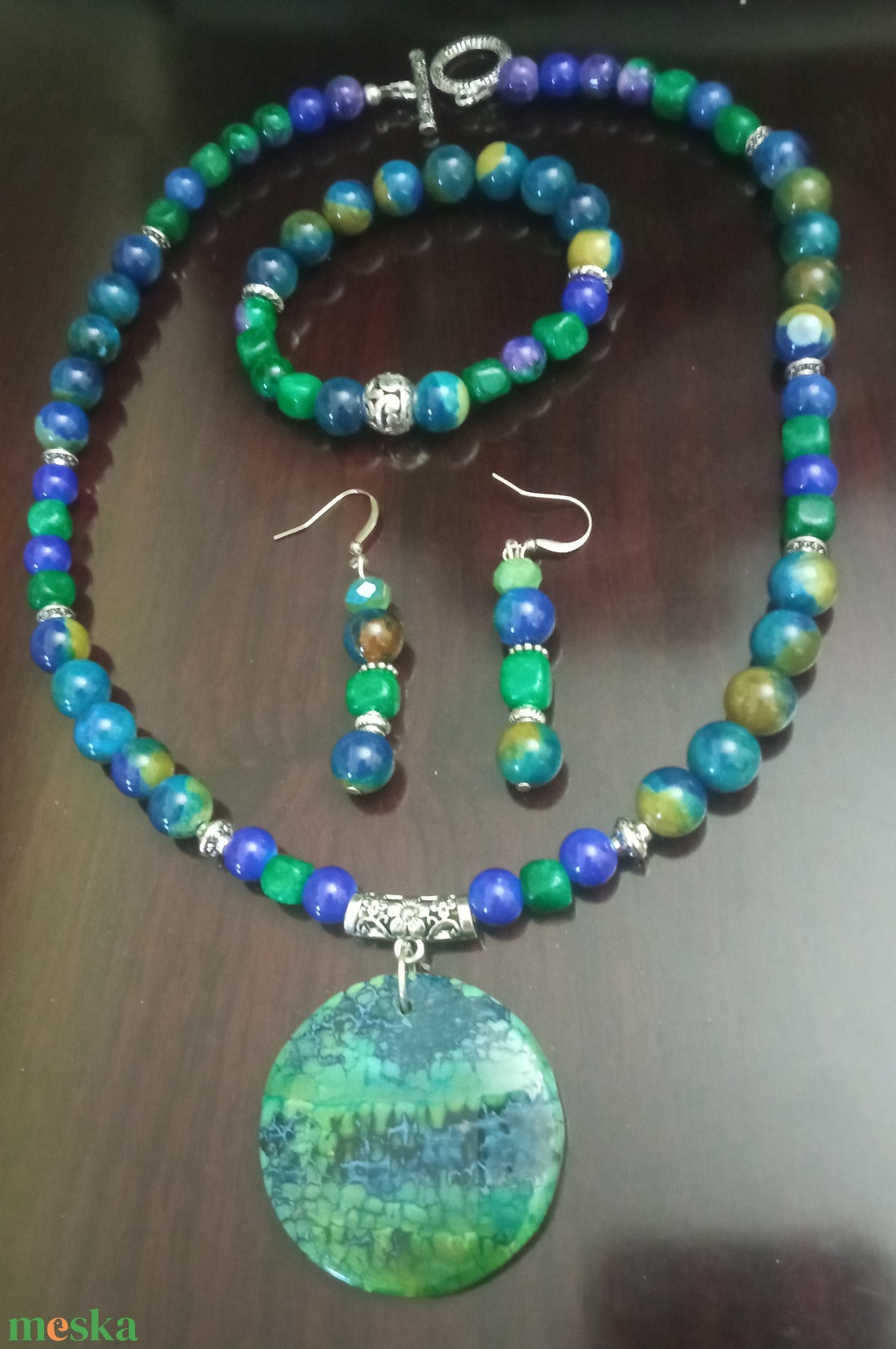 FÉLDRÁGAKŐ/ÁSVÁNY/ - SZETT - ékszer - nyaklánc - gyöngyös nyaklánc - Meska.hu