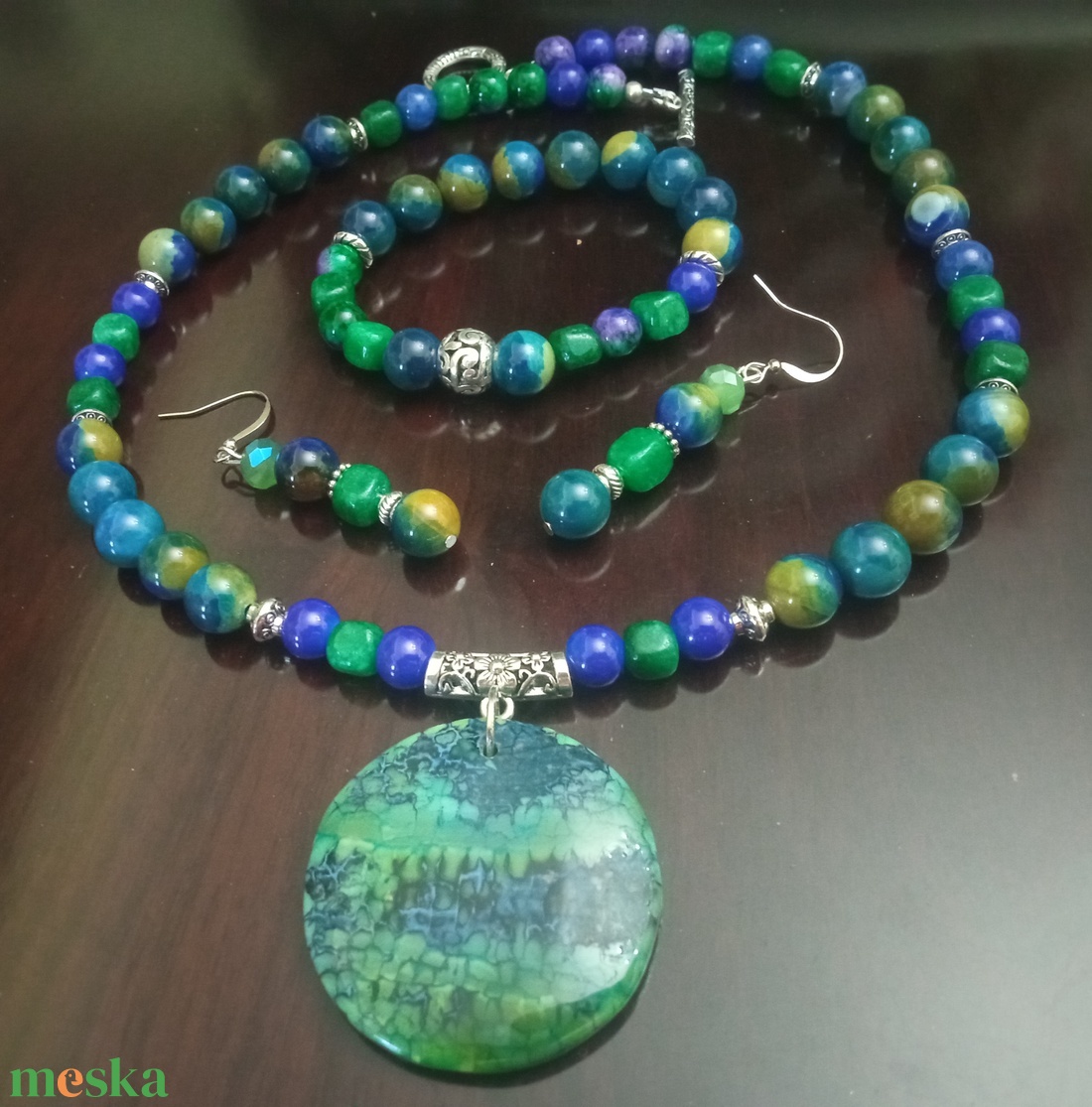 FÉLDRÁGAKŐ/ÁSVÁNY/ - SZETT - ékszer - nyaklánc - gyöngyös nyaklánc - Meska.hu