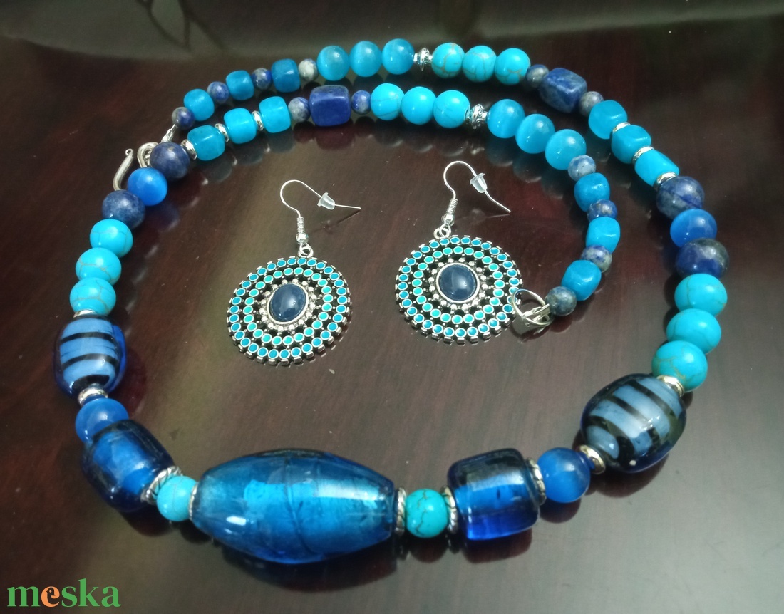 FÉLDRÁGAKŐ/ÁSVÁNY/ - SZETT - ékszer - nyaklánc - gyöngyös nyaklánc - Meska.hu