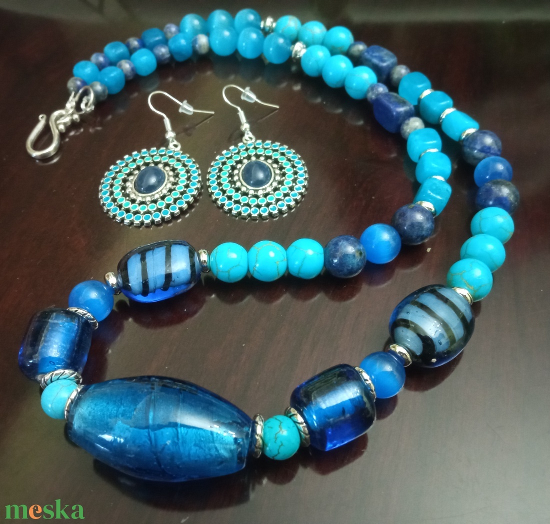 FÉLDRÁGAKŐ/ÁSVÁNY/ - SZETT - ékszer - nyaklánc - gyöngyös nyaklánc - Meska.hu