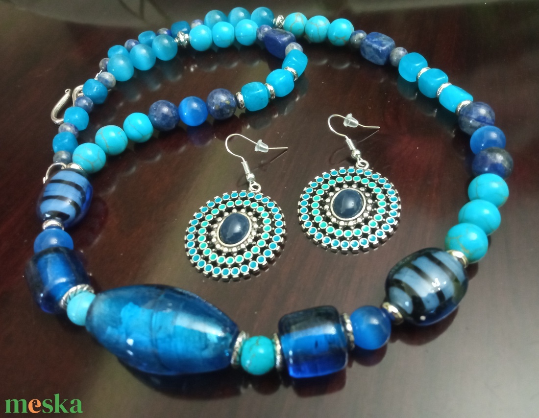 FÉLDRÁGAKŐ/ÁSVÁNY/ - SZETT - ékszer - nyaklánc - gyöngyös nyaklánc - Meska.hu