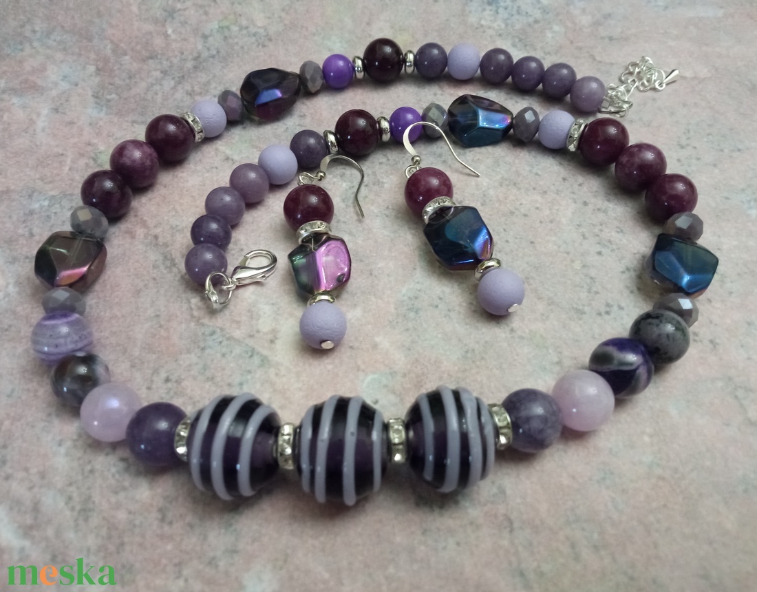 FÉLDRÁGAKŐ/ÁSVÁNY/ - SZETT - ékszer - nyaklánc - gyöngyös nyaklánc - Meska.hu