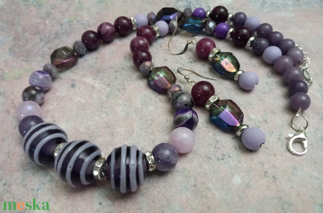 FÉLDRÁGAKŐ/ÁSVÁNY/ - SZETT - ékszer - nyaklánc - gyöngyös nyaklánc - Meska.hu