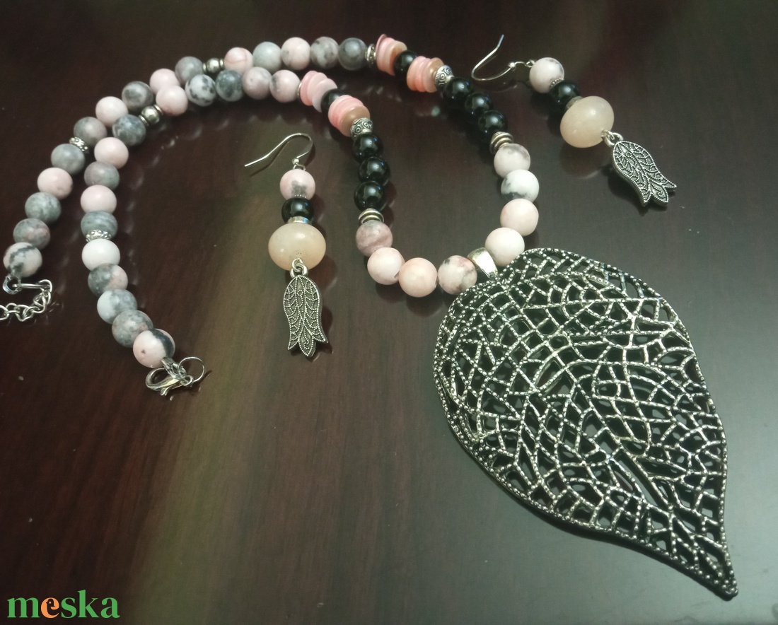 FÉLDRÁGAKŐ/ÁSVÁNY/ - SZETT - ékszer - nyaklánc - gyöngyös nyaklánc - Meska.hu