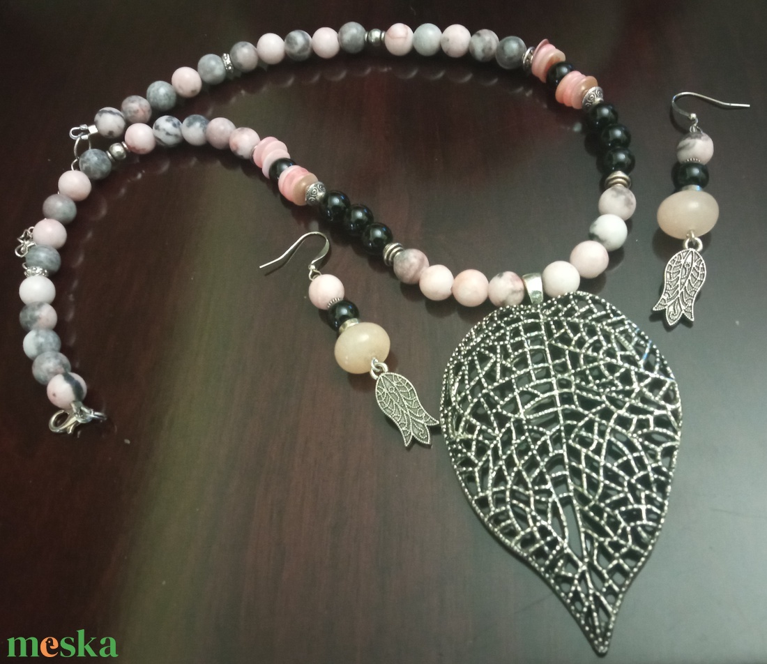 FÉLDRÁGAKŐ/ÁSVÁNY/ - SZETT - ékszer - nyaklánc - gyöngyös nyaklánc - Meska.hu