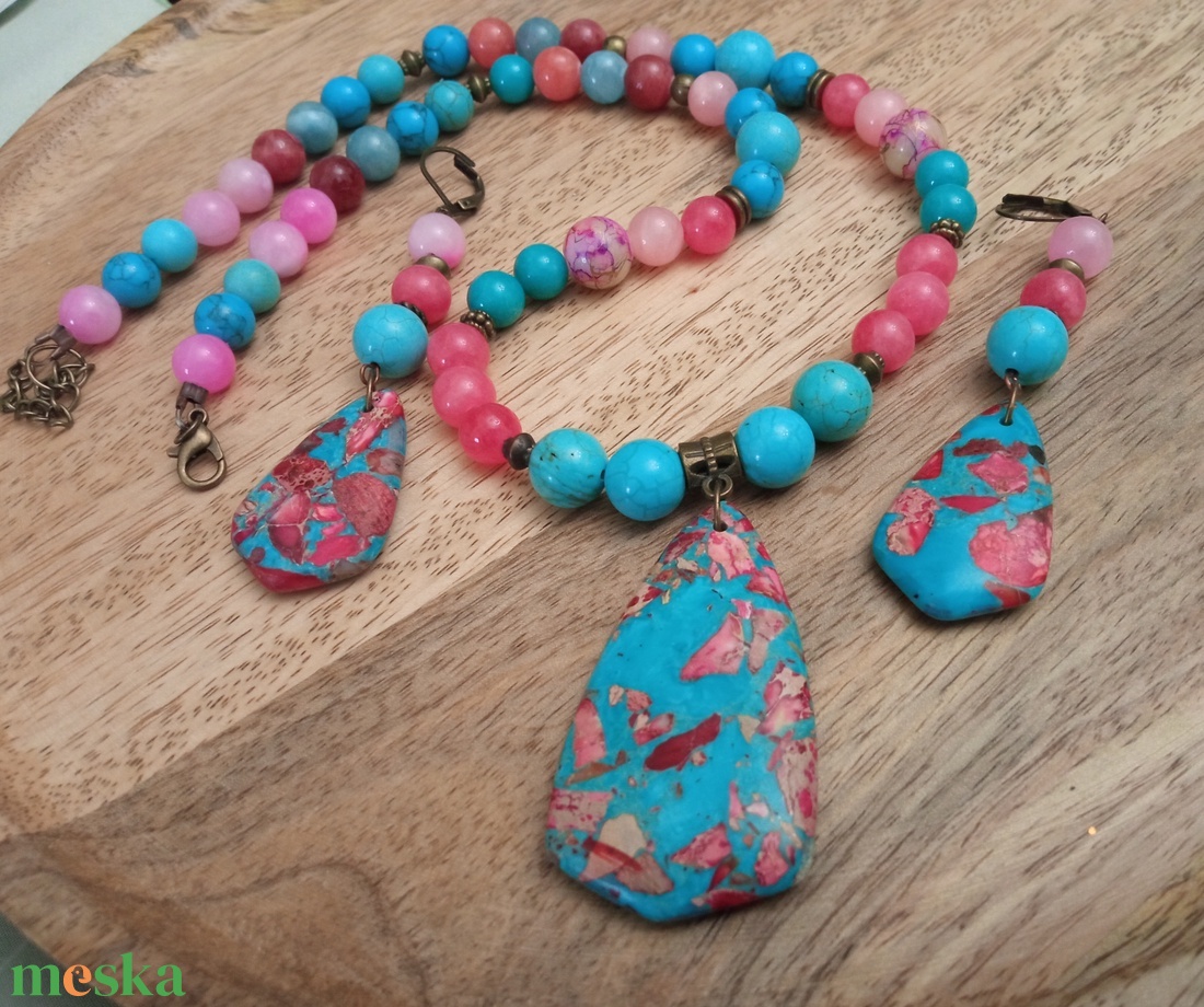 FÉLDRÁGAKŐ/ÁSVÁNY/ - SZETT - ékszer - nyaklánc - gyöngyös nyaklánc - Meska.hu