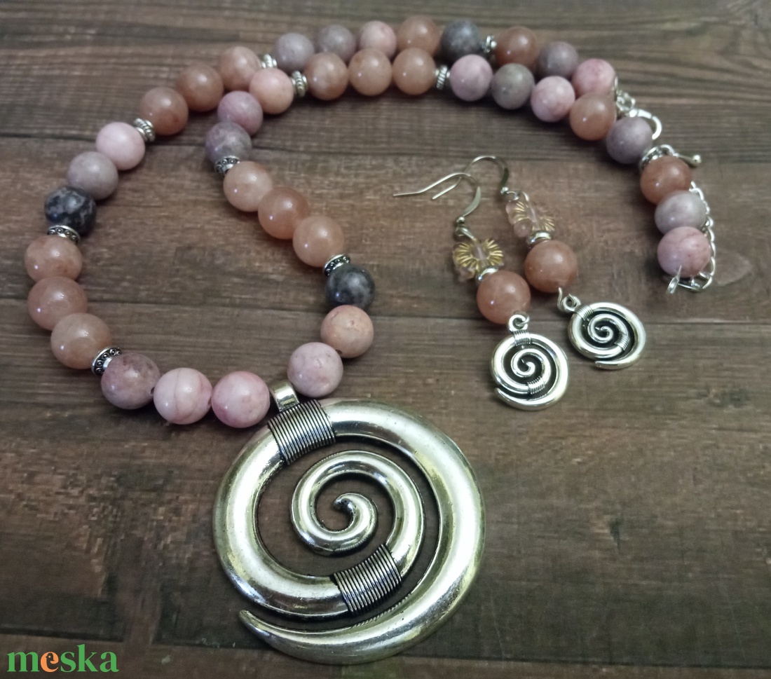 FÉLDRÁGAKŐ/ÁSVÁNY/ - SZETT - ékszer - nyaklánc - gyöngyös nyaklánc - Meska.hu