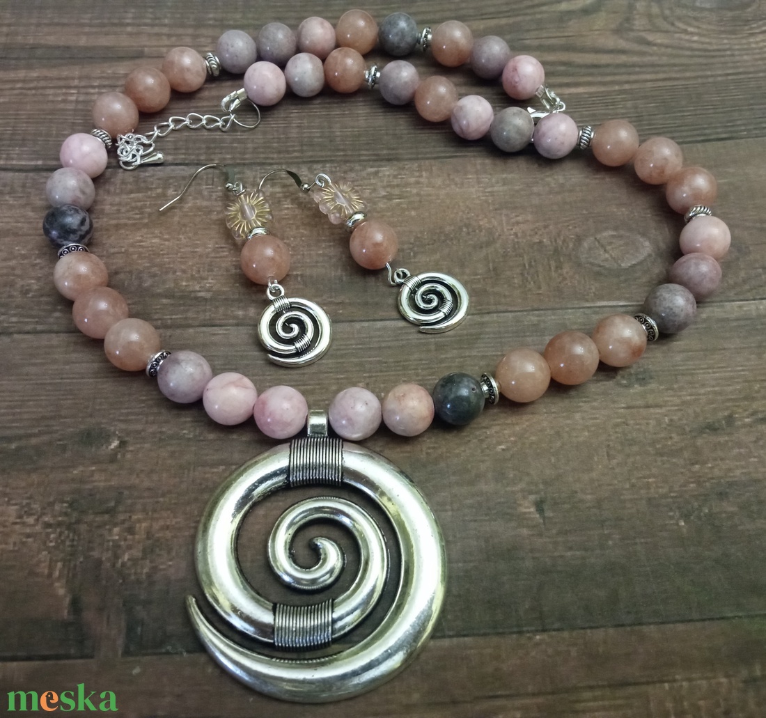 FÉLDRÁGAKŐ/ÁSVÁNY/ - SZETT - ékszer - nyaklánc - gyöngyös nyaklánc - Meska.hu