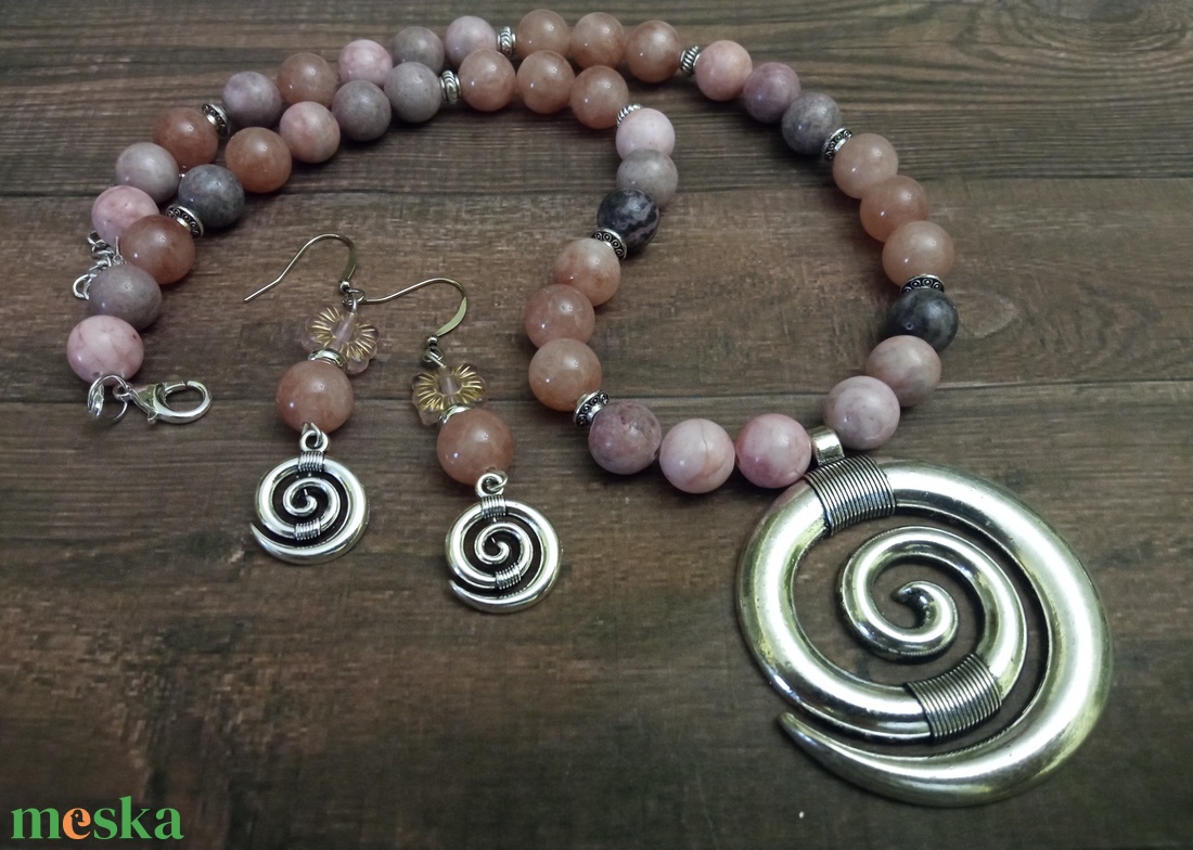 FÉLDRÁGAKŐ/ÁSVÁNY/ - SZETT - ékszer - nyaklánc - gyöngyös nyaklánc - Meska.hu