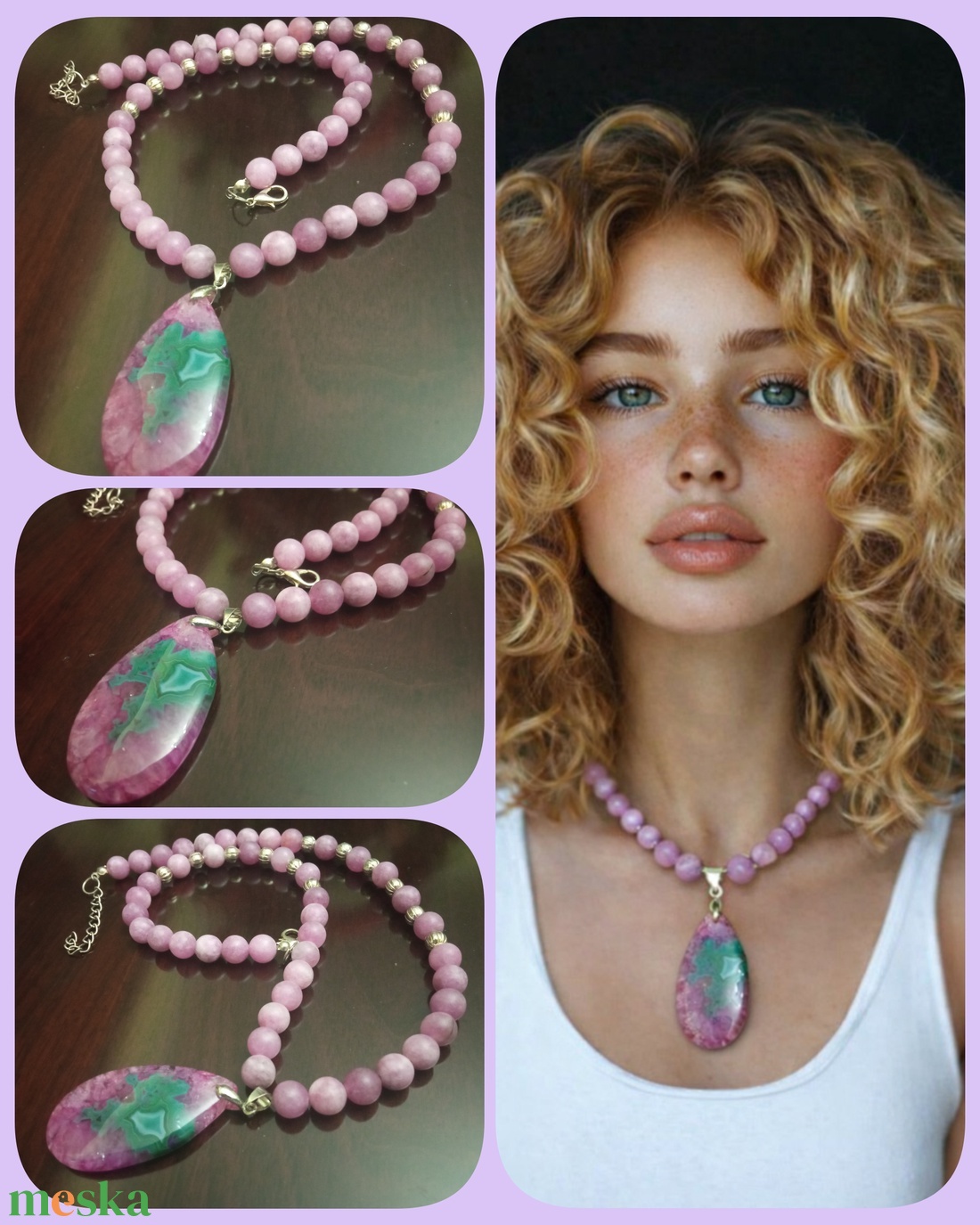 FÉLDRÁGAKŐ/ÁSVÁNY/ - NYAKÉK - ékszer - nyaklánc - gyöngyös nyaklánc - Meska.hu