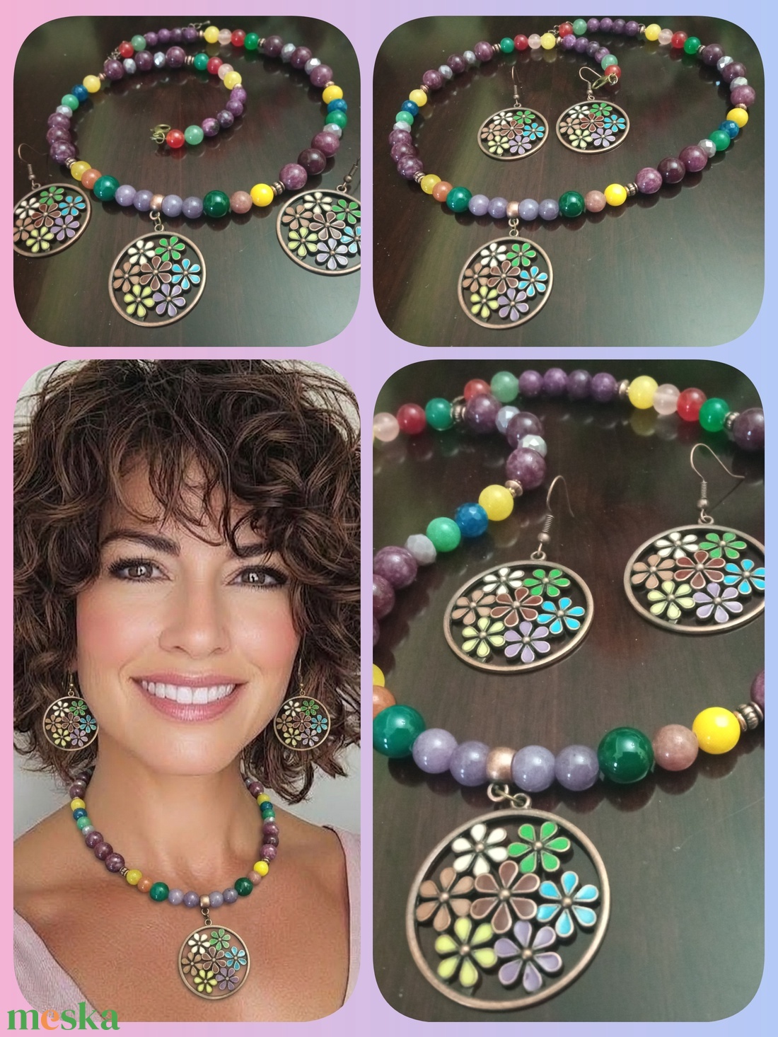 FÉLDRÁGAKŐ/ÁSVÁNY/ - SZETT - ékszer - nyaklánc - gyöngyös nyaklánc - Meska.hu