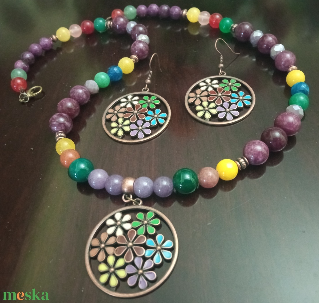 FÉLDRÁGAKŐ/ÁSVÁNY/ - SZETT - ékszer - nyaklánc - gyöngyös nyaklánc - Meska.hu