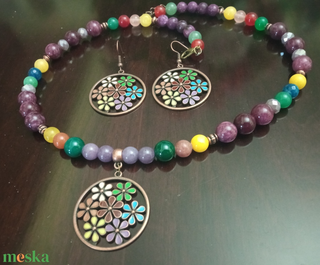 FÉLDRÁGAKŐ/ÁSVÁNY/ - SZETT - ékszer - nyaklánc - gyöngyös nyaklánc - Meska.hu