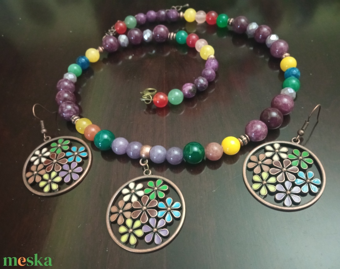 FÉLDRÁGAKŐ/ÁSVÁNY/ - SZETT - ékszer - nyaklánc - gyöngyös nyaklánc - Meska.hu