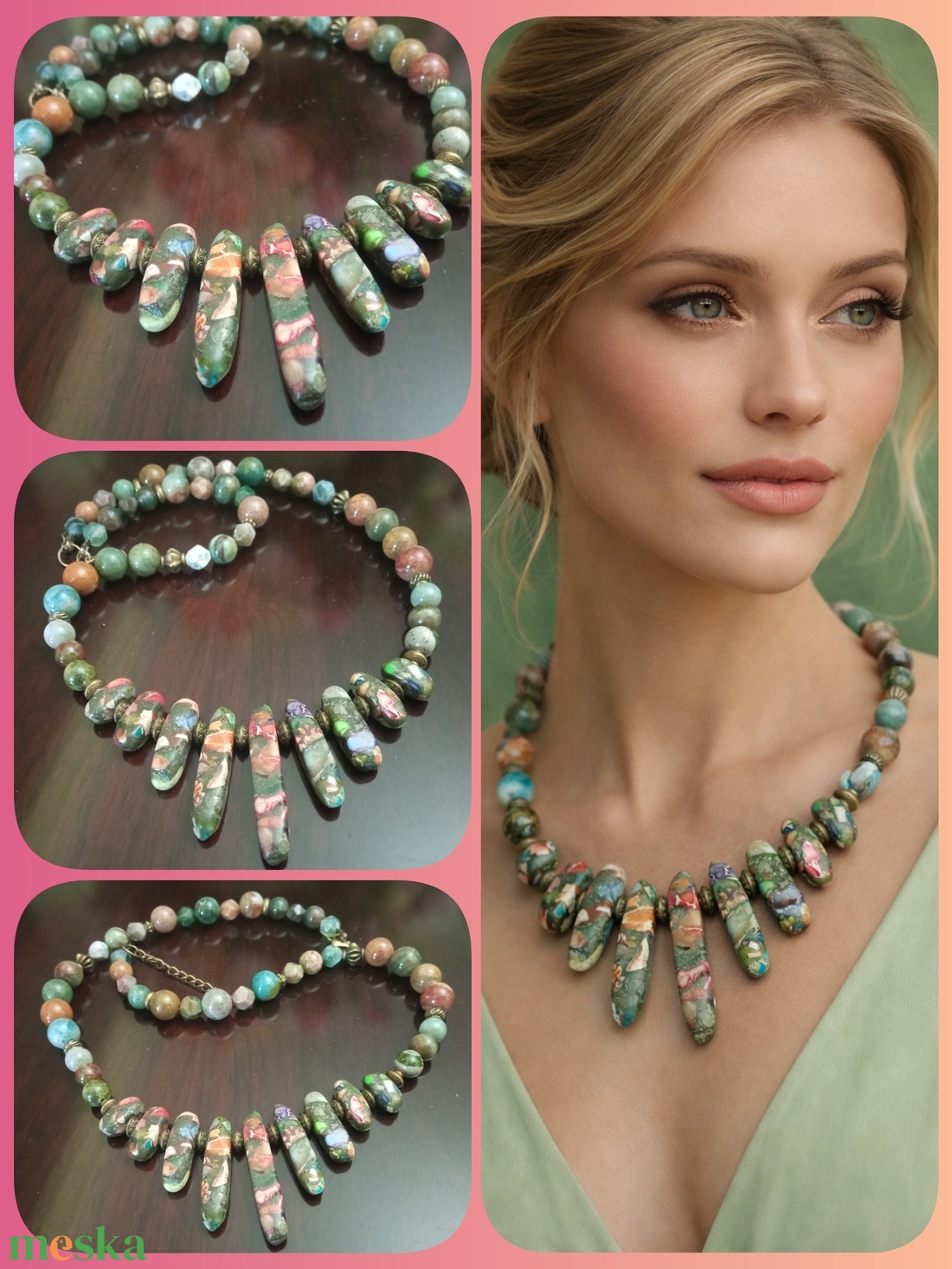 FÉLDRÁGAKŐ/ÁSVÁNY/ - gyöngysor, nyakék - ékszer - ékszerszett - Meska.hu