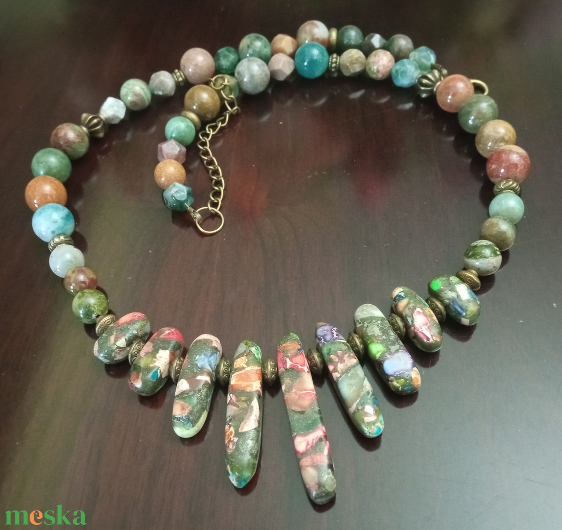 FÉLDRÁGAKŐ/ÁSVÁNY/ - gyöngysor, nyakék - ékszer - ékszerszett - Meska.hu