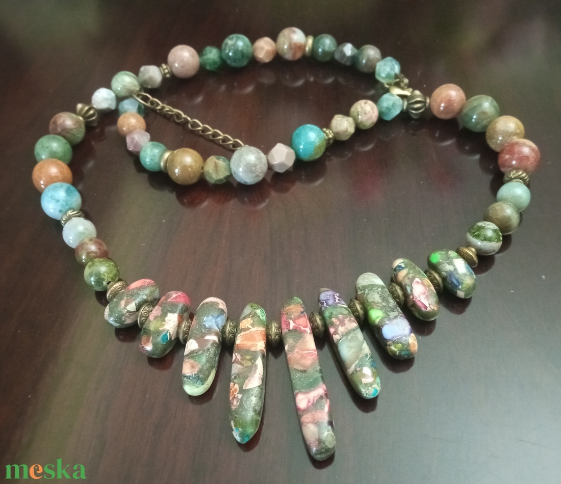 FÉLDRÁGAKŐ/ÁSVÁNY/ - gyöngysor, nyakék - ékszer - ékszerszett - Meska.hu