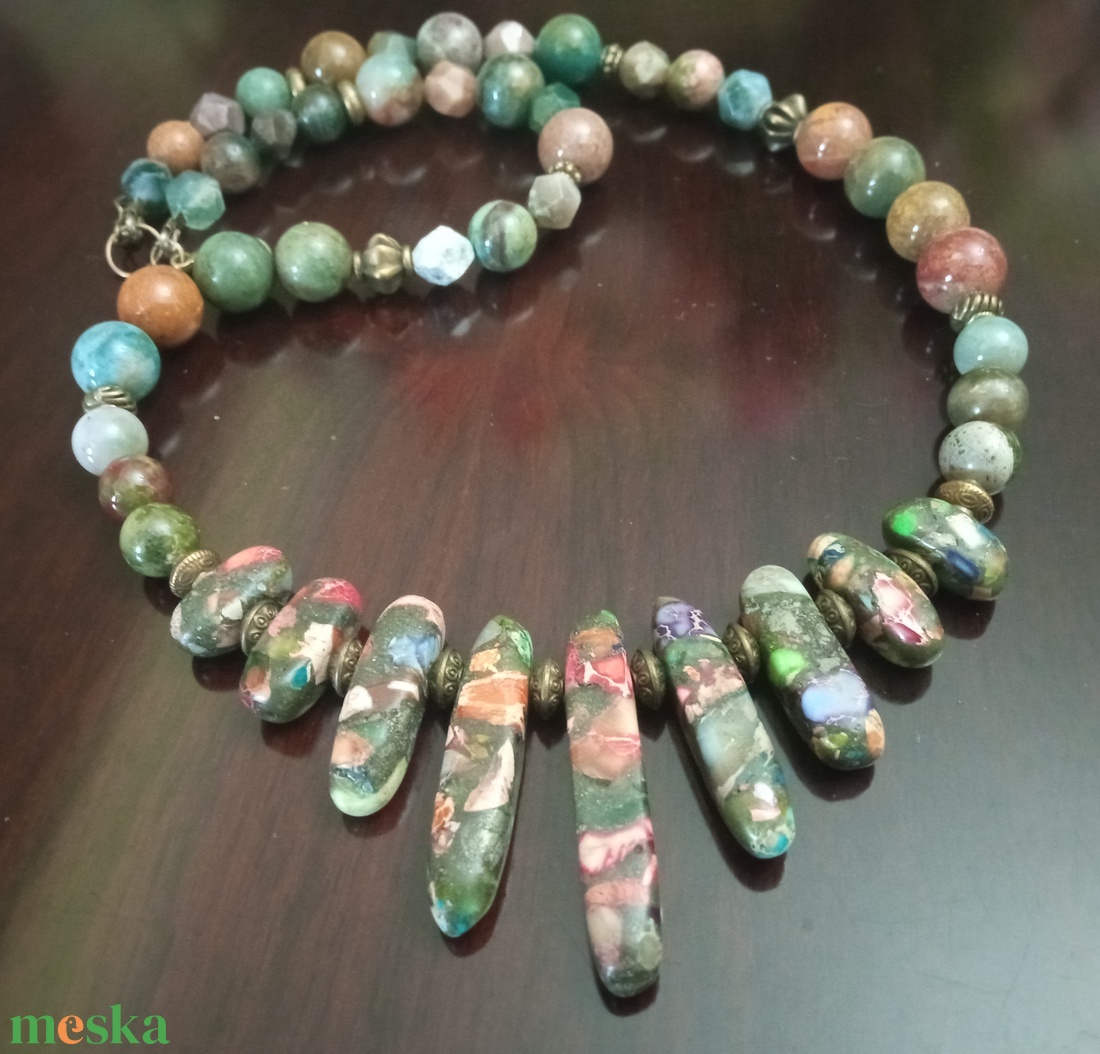 FÉLDRÁGAKŐ/ÁSVÁNY/ - gyöngysor, nyakék - ékszer - ékszerszett - Meska.hu