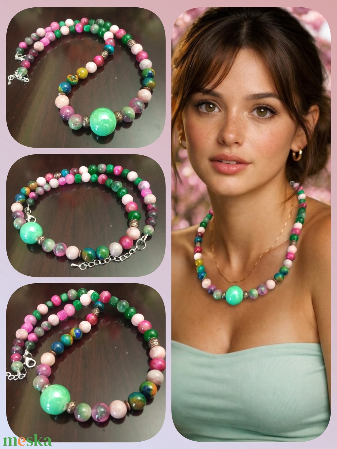 FÉLDRÁGAKŐ/ÁSVÁNY/ - gyöngysor, nyakék - ékszer - ékszerszett - Meska.hu