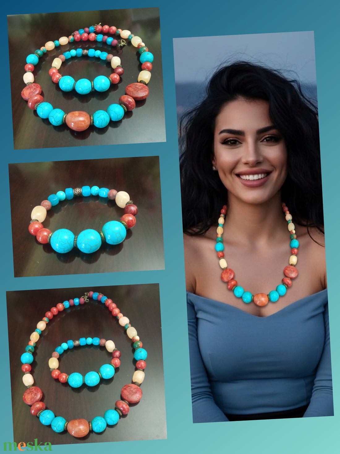 FÉLDRÁGAKŐ/ÁSVÁNY/ -SZETT - ékszer - nyaklánc - medálos nyaklánc - Meska.hu