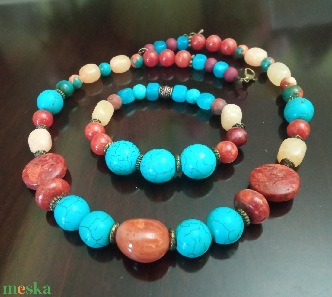 FÉLDRÁGAKŐ/ÁSVÁNY/ -SZETT - ékszer - nyaklánc - medálos nyaklánc - Meska.hu