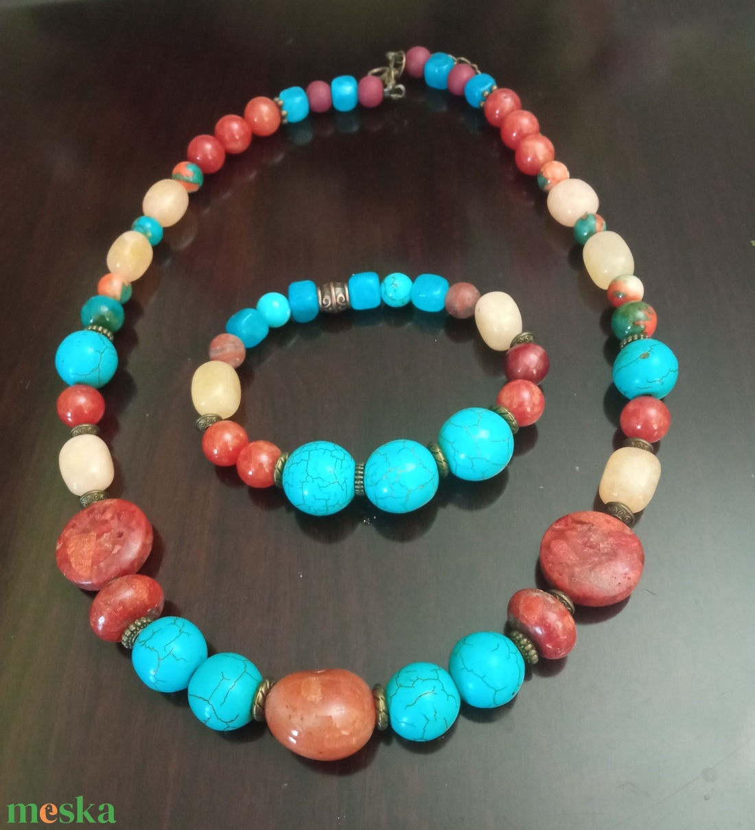 FÉLDRÁGAKŐ/ÁSVÁNY/ -SZETT - ékszer - nyaklánc - medálos nyaklánc - Meska.hu