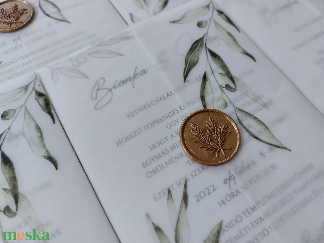 Viaszpecsét rozmaring mintával arany - esküvő - meghívó & kártya - meghívó - Meska.hu Viaszpecsét rozmaring mintával arany - esküvő - meghívó & kártya - meghívó - Meska.hu