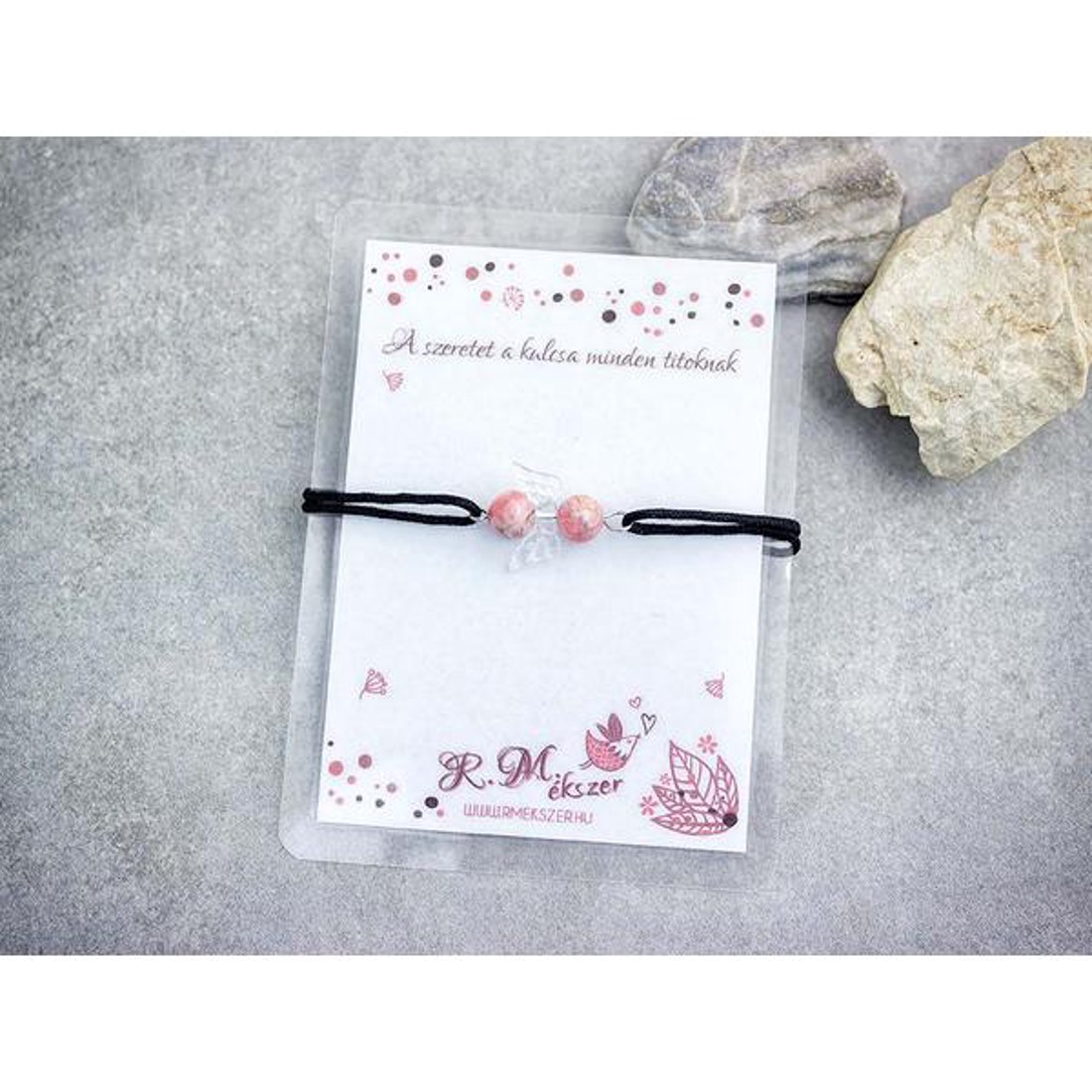 A szeretet a rodokrozit angyal karkötő - ékszer - karkötő - gyöngyös karkötő - Meska.hu