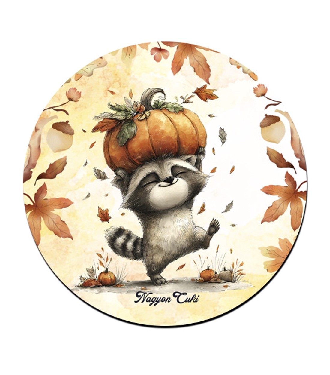 Cuki őszi mosómedve és a tök mintás pohár alátét -  - Meska.hu