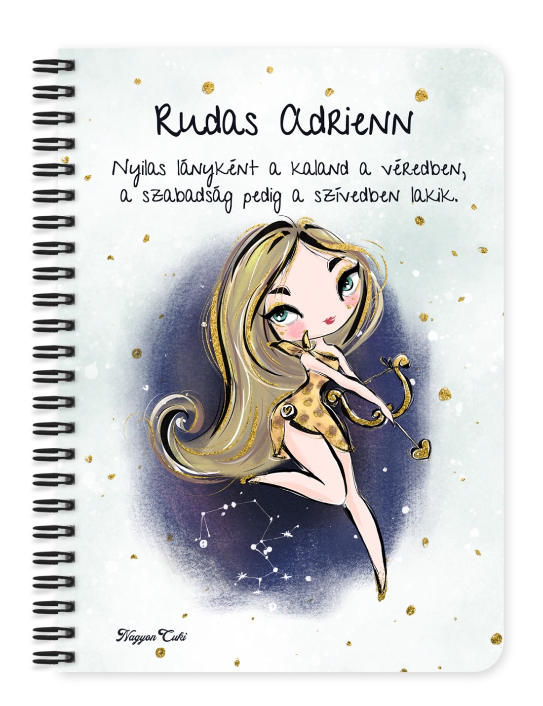 Személyre szabható - Szőke hajú Csini Nyilas lány mintás A5-ös füzet - otthon & életmód - papír, írószer - jegyzetfüzet & napló - Meska.hu