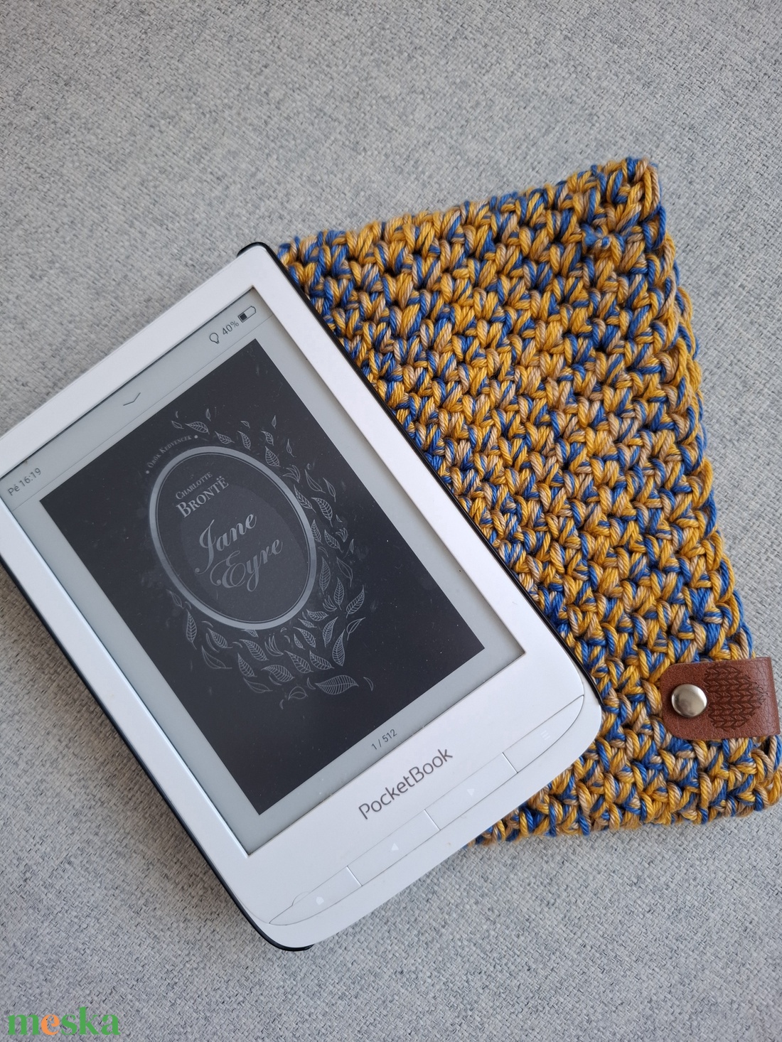 Horgolt e-book tok - Sárga - táska & tok - ebook & tablet tok - Meska.hu