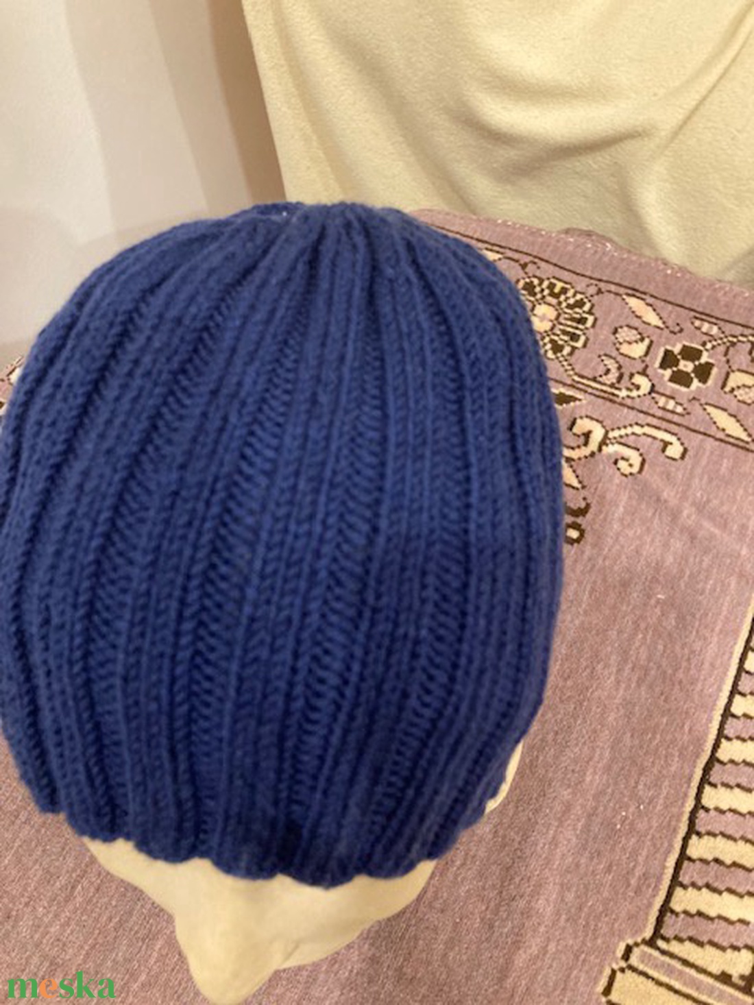 Tengerészkék férfi kötött  sapka - ruha & divat - sál, sapka, kendő - sapka - Meska.hu