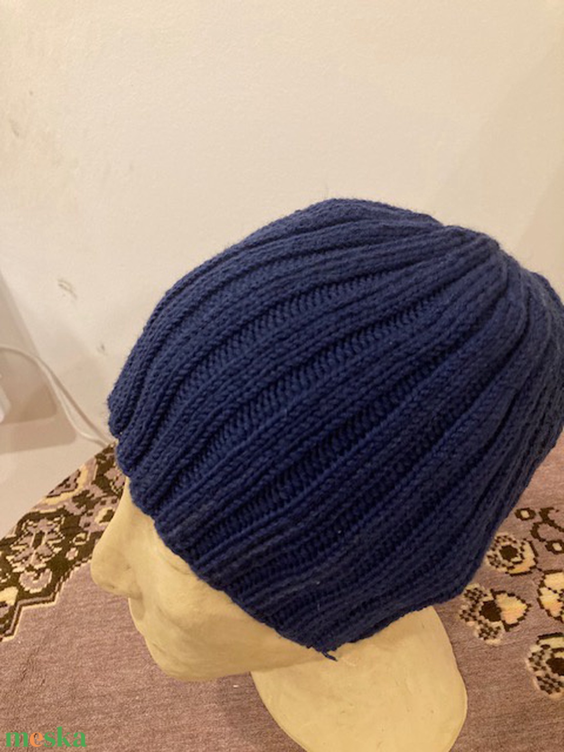 Tengerészkék férfi kötött  sapka - ruha & divat - sál, sapka, kendő - sapka - Meska.hu