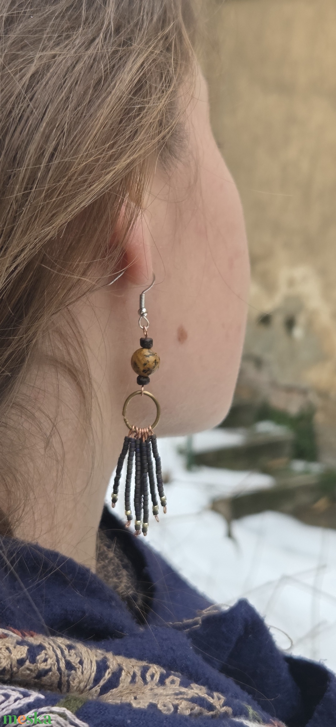 'BAGOLY' kézműves lógós fülbevaló - ékszer - fülbevaló - lógó fülbevaló - Meska.hu